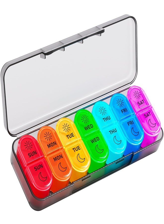 Betife AM PM Pill Organizer 7 Day, Weekly Pill Organizer 2 Times a Day, Daily Pill Box AM PM, Portable Travel Medicine Case, Day and Night Pill Container for Medication, Vitamin or Supplement（Black） - Image 1